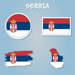 Obraz premium Serbia flag inside the Serbian map borders vector illustration.