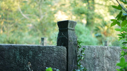 The old arched stone bridge view located in the countryside of the China