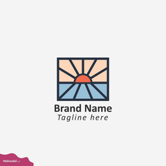 sunset logo icon vector in trendy abstract outline illustration isolated on white background.