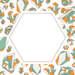 Frame from stylized crystals, abstract precious stone. Occult witchcraft element. Symbol, logo, icon. Simple flat vector template