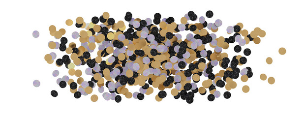Golden serpentine confetti on transparent background. luxury isolated