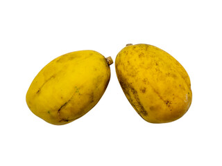 Close up ripe of hog plum, mombin fruit on white background with clipping path.