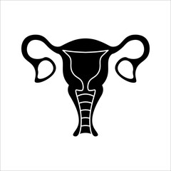 Female reproductive organs icon. Uterus sign. Female reproductive system symbol. Vector illustration on white backround.