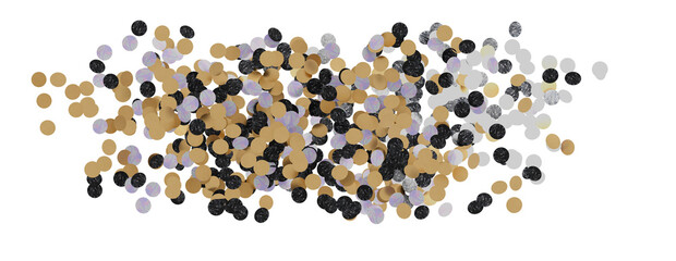 Golden serpentine confetti on transparent background. luxury isolated