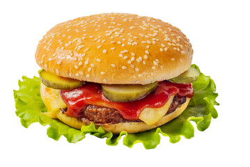 classic burger on a white background