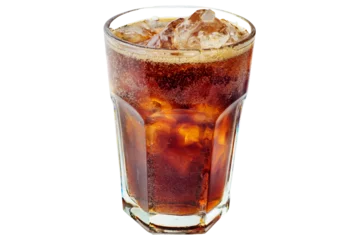 Foto op Plexiglas Cola with ice in a glass. Beautiful foam and air bubbles in a sweet carbonated drink © smirart