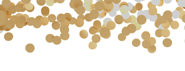 Golden serpentine confetti on transparent background. luxury isolated