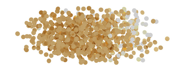 Golden serpentine confetti on transparent background. luxury isolated