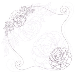 floral frame line art illustration