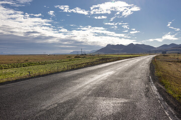 Rural road with sunset light at Snaefellsnes, Iceland