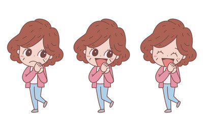 お願いポーズのシニア女性　表情バリエーションセット