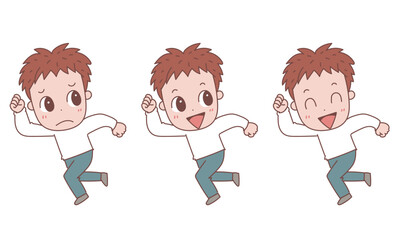 走る男性　表情バリエーションセット