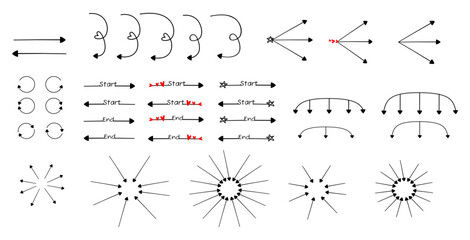 Set of cute arrow doodle style
