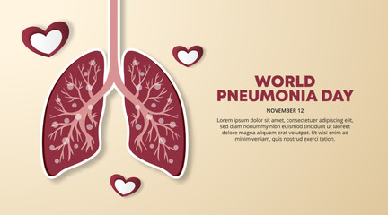 World pneumonia day background with a lung and gradient color
