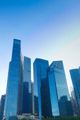 low angle view of singapore financial district at morning 