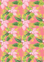A4 Wallpaper Philippine flora Mussaenda philippica Ylang-ylang pattern