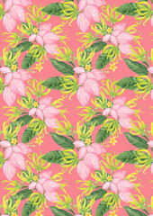 A4 Wallpaper Philippine flora Mussaenda philippica Ylang-ylang pattern