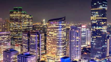 night of the Metropolitan Bangkok City downtown cityscape urban skyline  Thailand in 2017 - landscape Bangkok city Thailand