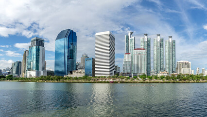 Bangkok city - Cityscape downtown  Business district urban area ,reflection landscape Bangkok Thailand
