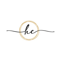 Letter H E Initial Beauty Logo Template