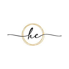 Obraz premium Letter H E Initial Beauty Logo Template