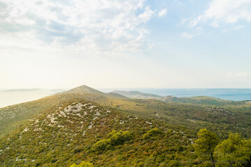 Croatian island sea view with mountains