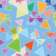 Fototapeta na wymiar seamless geometric pattern with triangles and ribbons