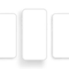 Clay Phones Mockups with Blank Screens. Modern Concept for Showing App Design or Social Media Posts. Vector Illustration