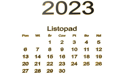 kalendarz PL -2023 - listopad 11 - obrazy, fototapety, plakaty