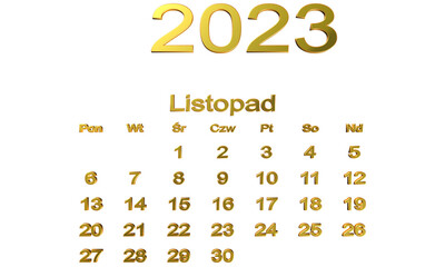 kalendarz PL -2023 - listopad 12 - obrazy, fototapety, plakaty