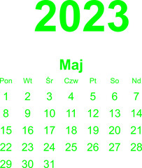 kalendarz PL -2023 - maj 5 - obrazy, fototapety, plakaty