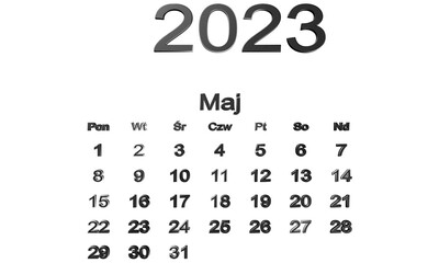 kalendarz PL -2023 - maj 13 - obrazy, fototapety, plakaty