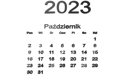 kalendarz PL -2023 - październik 13 - obrazy, fototapety, plakaty