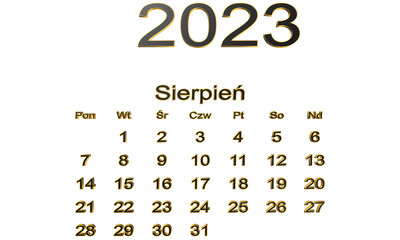 kalendarz PL -2023 - sierpień 11 - obrazy, fototapety, plakaty