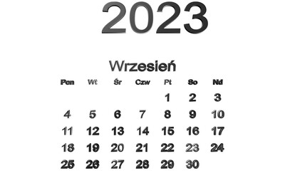 kalendarz PL -2023 - wrzesień 13 - obrazy, fototapety, plakaty