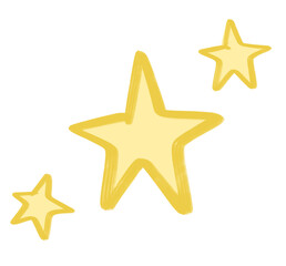 Yellow bright star doodle freehand sketch drawing shape form abstrct element of night sky shining art