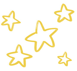 Yellow bright star doodle freehand sketch drawing shape form abstrct element of night sky shining art