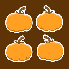 Cute cartoon pumpkin sticker vector design template