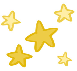 Yellow bright star doodle freehand sketch drawing shape form abstrct element of night sky shining art