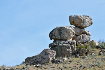 Stones Stacked on a Mountainside