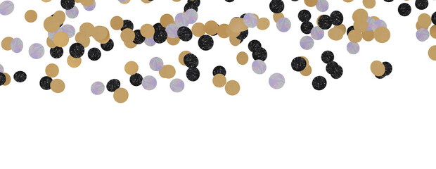 Golden serpentine confetti on transparent background. luxury isolated