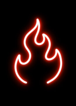 fire in neon light for design element. red bulb neon light isolated background