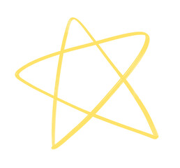Yellow bright star doodle freehand sketch drawing shape form abstrct element of night sky shining art