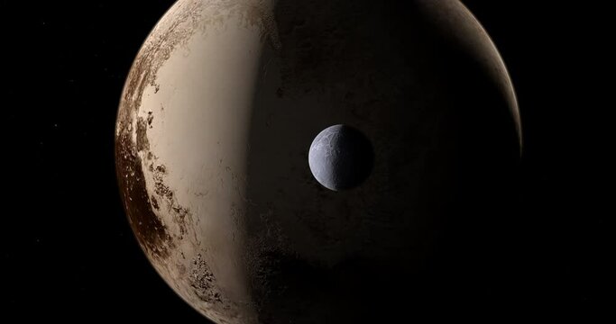 Orcus dwarf planet in orbit with Pluto at background