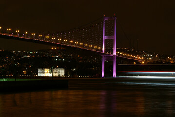 Fototapeta na wymiar Bridge over the Bosphorus, Bosphorus Bridge at night