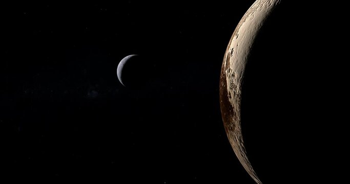Dwarf Planet 90482 Orcus orbiting near Pluto planet