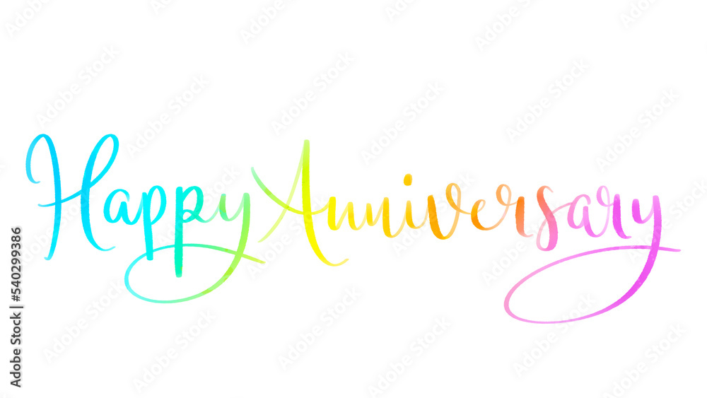 Canvas Prints happy anniversary colorful brush lettering on transparent background - Canvas Prints