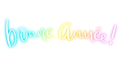 Bannière calligraphique BONNE ANNEE avec ombre portée sur fond blanc