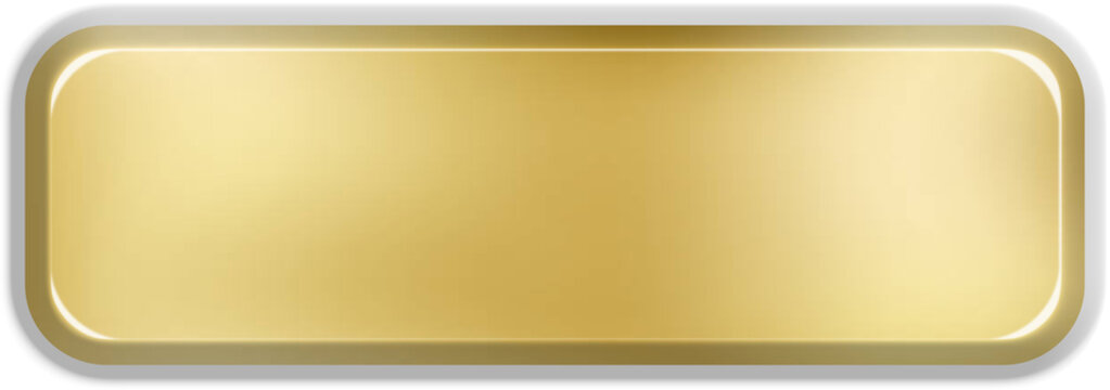 Gold rectangle texture click web 3d button stamp, golden elegant shiny metallic certificate sign