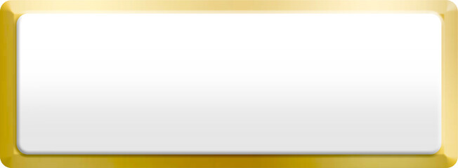 Gold, white rectangle texture click web 3d button stamp, golden elegant shiny metallic certificate sign
